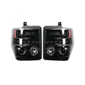 ~(22 lbs. 23X22X22)~ Ford Superduty 08-10 F250/F350/F450/F550 PROJECTOR HEADLIGHTS w/ CCFL HALOS and DRL - Smoked / Black