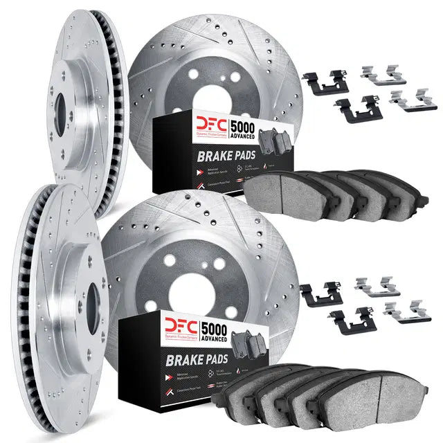 DFC 18-25 Subaru WRX Front & Rear Drilled & Slotted Silver Rotors with 5000 Advanced Pads w/Hardware