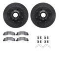 R1 Concepts Black Drilled Slotted Rotors with 5000 Oep Brake Pads Hdw Fits Ford F-250
