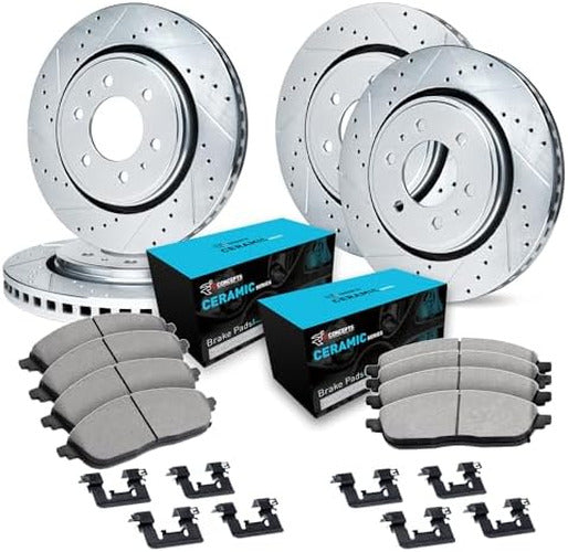 R1 E- Line Series Brake Rotor - D/S - Silver w/ Ceramic Pads Hdw Fits Cadillac Escalade