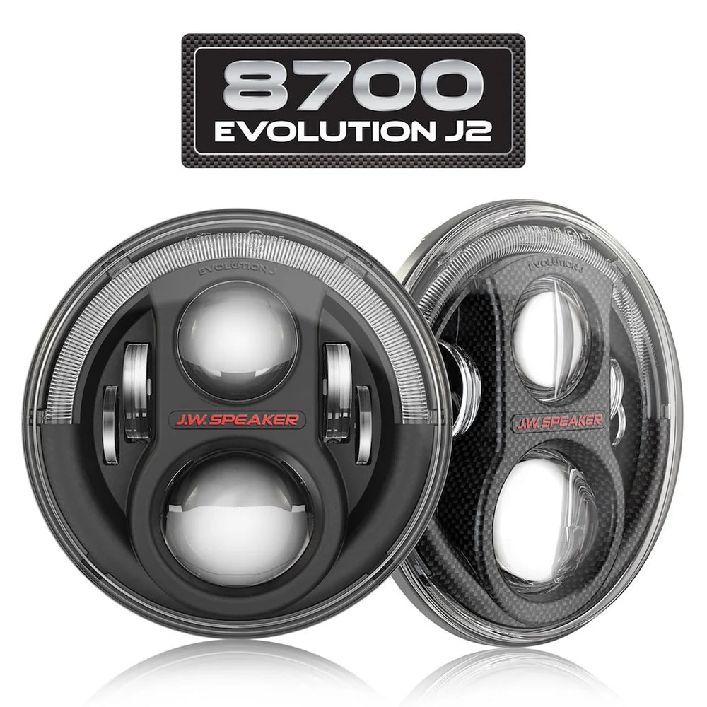 8700EVOJ2 12V ECE LHT LED HIGH/LOW BEAM HEADLIGHTS W/PARKING LIGHTS/ DRLBLK BEZEL 2 LIGHT KIT