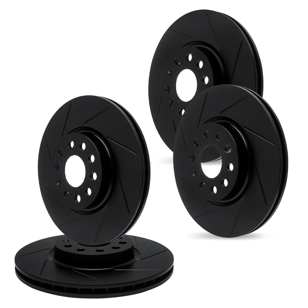 R1 Concepts Brake Rotor- Slotted - Black Fits BMW 528i