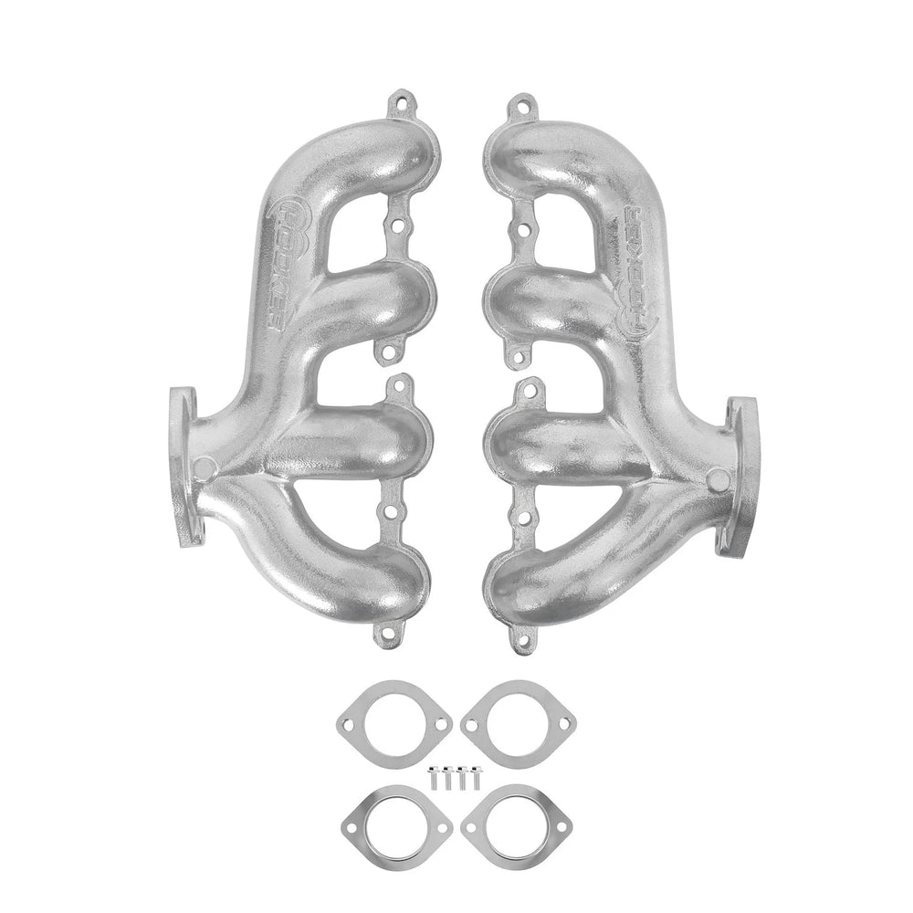 Hooker BlackHeart LS Swap Exhaust Manifolds - Rear Dump - Silver