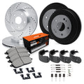 R1 90-99 Jeep Cherokee Front & Rear Drill/Slot Silver Rotor/Drum w/Super Duty Pads