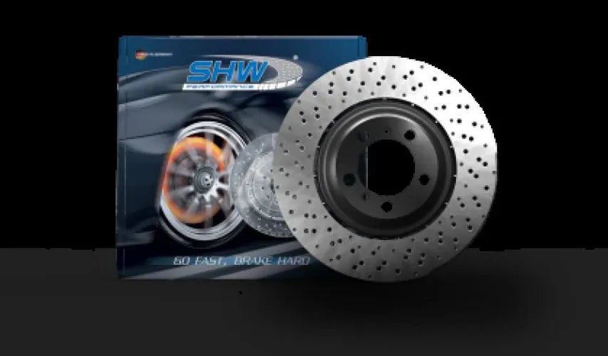SHW 22-25 Porsche 718 Cayman GT4 RS Left Front Cross-Drilled Lightweight Brake Rotor (9GT615301M)