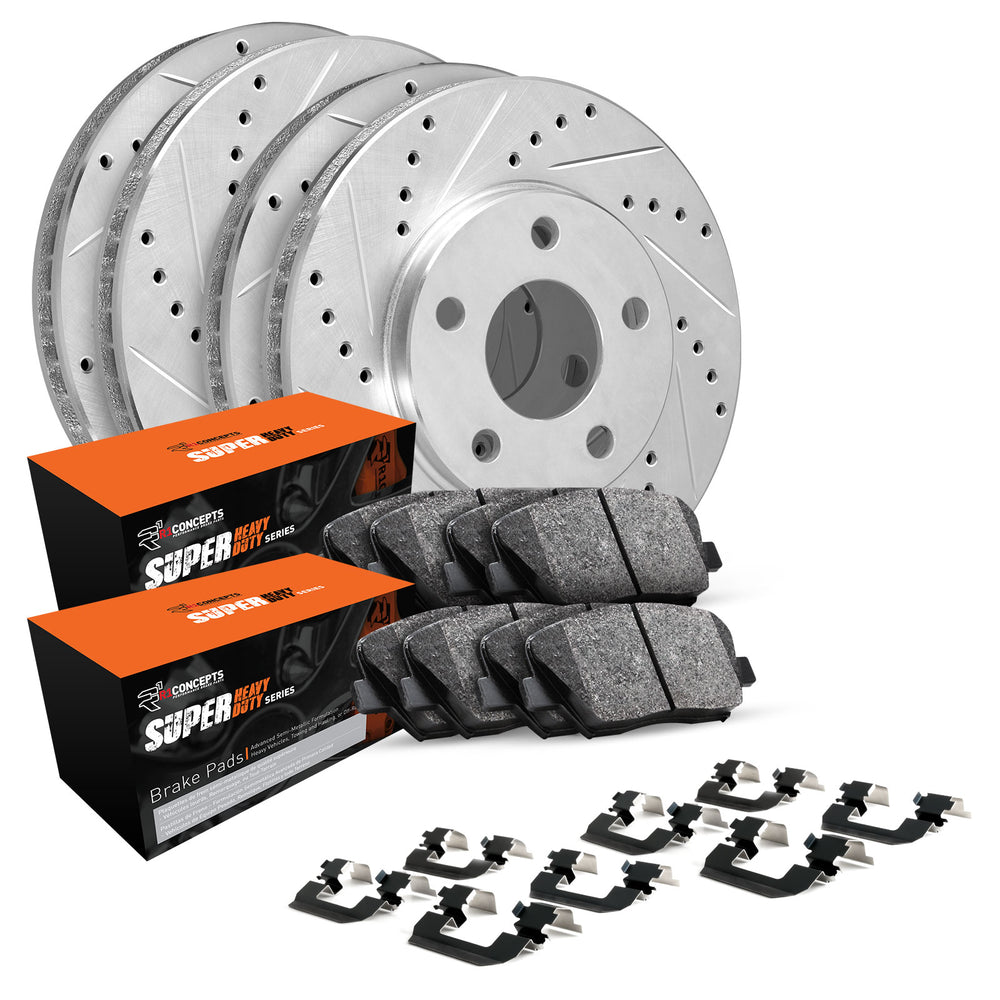 R1 07-20 Cadillac Escalade EXT Front & Rear Drill/Slot Silver Rotors w/Super Duty Pads