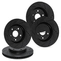 R1 13-19 Ford Flex Front & Rear Drilled & Slotted Black Brake Rotor Set