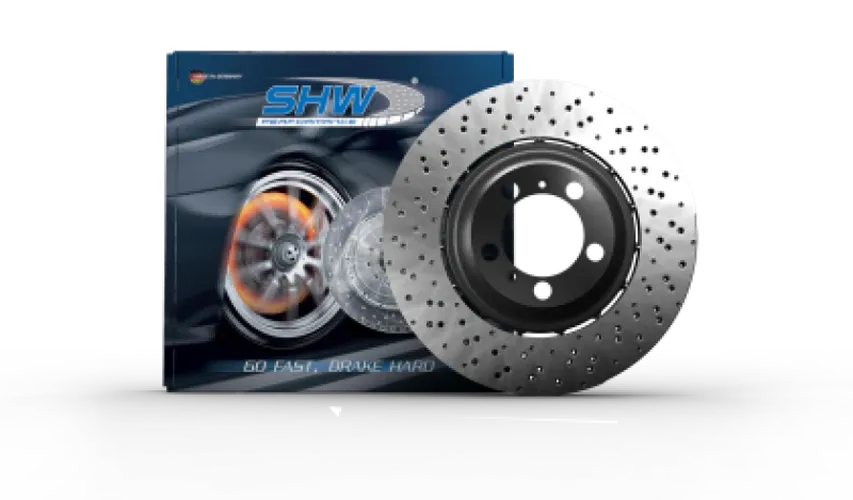 SHW 22-25 Porsche 718 Cayman GT4 RS Right Front Cross-Drilled Lightweight Brake Rotor (9GT615302M)