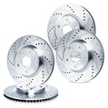 R1 17-25 Subaru BRZ Front & Rear Drilled & Slotted Silver Brake Rotor Set