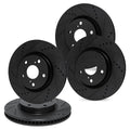 R1 13-25 ScIon FR-S Front & Rear Drilled & Slotted Black Brake Rotor Set
