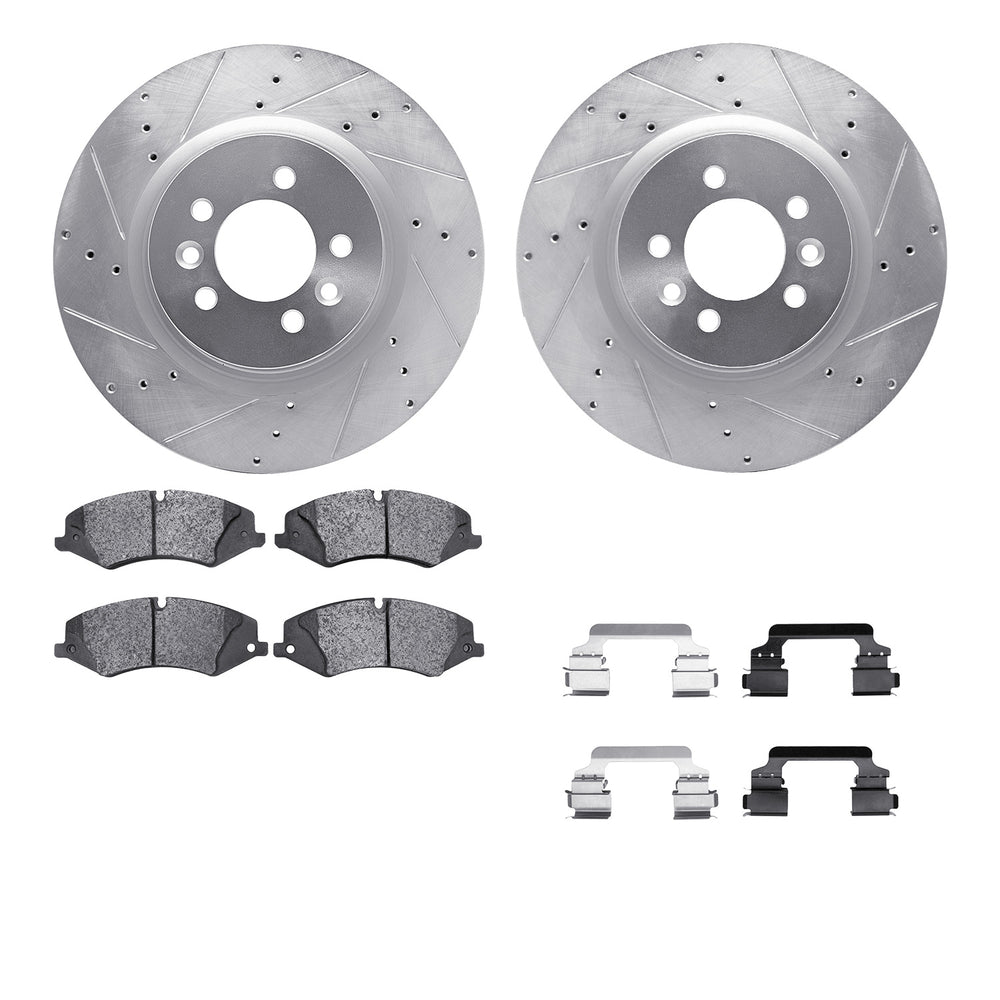 R1 10-17 Land Rover LR4 Front Drill/Slot Silver Rotors w/Euro Ceramic Pads