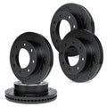 R1 11-25 Chevrolet Silverado 3500 HD Front & Rear Drilled & Slotted Black Brake Rotor Set