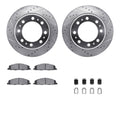 R1 09-18 Dodge Ram 4000 Rear Drilled & Slotted Silver Brake Rotor Set w/Optimum OE Pads and Hardware