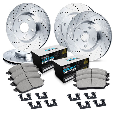R1 05-23 Chrysler 300 Front & Rear Drill/Slot Silver Rotors w/Euro Ceramic Pads