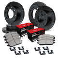 R1 09-18 Dodge Ram 3500 Front & Rear Drill/Slot Black Rotors w/Optimum Pads