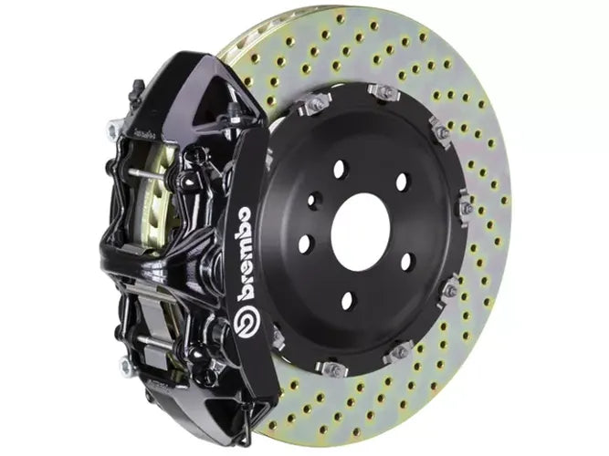 Brembo 15-23 Mustang GT/V6/EcoBoost Front GT BBK 6 Piston Cast 380x34 2pc Rotor Slotted TY3L-Black