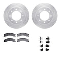 R1 12-21 Nissan NV2500 Front Drilled & Slotted Silver Brake Rotor Set w/Optimum OE Pads and Hardware