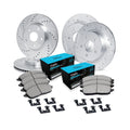 R1 16-25 Honda Pilot Front & Rear Drill/Slot Silver Rotors w/Ceramic Pads