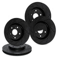 R1 10-24 Jaguar XKR-S Front & Rear Drilled & Slotted Black Brake Rotor Set
