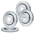R1 07-20 Cadillac Escalade Front & Rear Drilled & Slotted Silver Brake Rotor Set