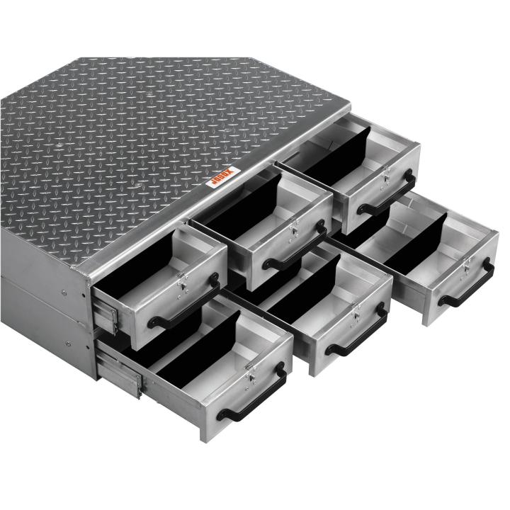 JOBOX ALUMINUM DRAWER 26 LONG FLOOR MODEL 6 DRAWERS 26 X 12 X 36