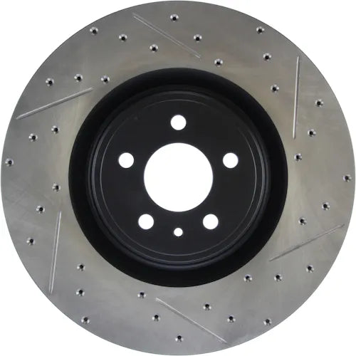 StopTech 13-14 Ford Mustang Slotted & Drilled Left Front Rotor