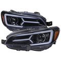 WRX PROJECTOR HEADLIGHTS DRL LED BAR GLOSSY BLACK HOUSING SMOKED LENS -SWITCHBACK AND SEQUENTIAL TURN SIGNAL (FOR FACTORY HALOGEN HEADLIGHT WITHOUT LED DRL MODELS ONLY)