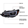 WRX PROJECTOR HEADLIGHTS DRL LED BAR GLOSSY BLACK HOUSING SMOKED LENS -SWITCHBACK AND SEQUENTIAL TURN SIGNAL (FOR FACTORY HALOGEN HEADLIGHT WITHOUT LED DRL MODELS ONLY)