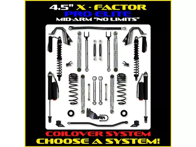 18C WRANGLER JL 2DR 4.5IN ALUM COIL OVER SYS W/ PB+J LOWER MID ARMS FRONT & REA
