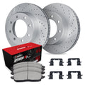 R1 19-24 Ram 3500 Front Drill/Slot Carbon Coated Rotor Set w/Optimum Pads