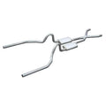 Crossmember Back w X-Pipe Exhaust System 65-70 Mustang Split Rear Dual Exit 2.5 in Intermediate And Tail Pipe Turbo pro Mufflers Hardware Incl Tip Not Incl Pypes Exhaust