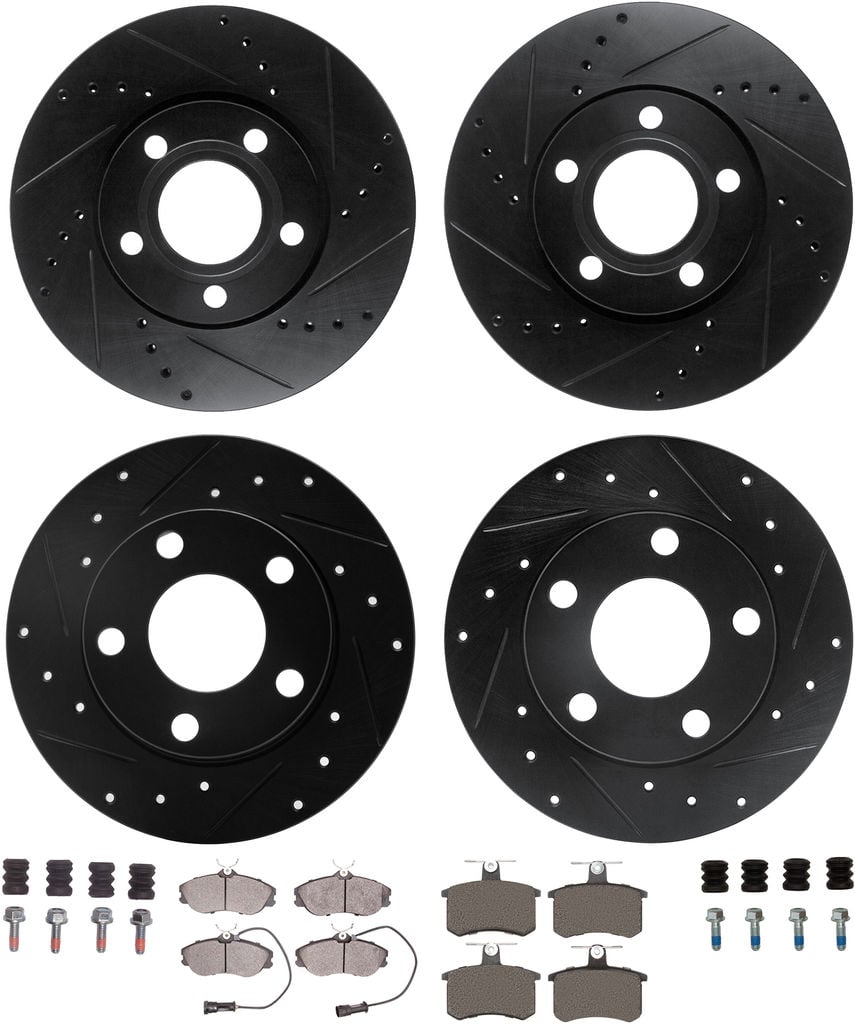R1 Concepts Brake Rotors - Carbon Coated w/ Optimum Oe Pads Hdw Fits Audi A6
