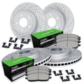 R1 04-08 Acura TL Front & Rear Drill/Slot Carbon Coated Rotor Set w/Perf Sport Pads