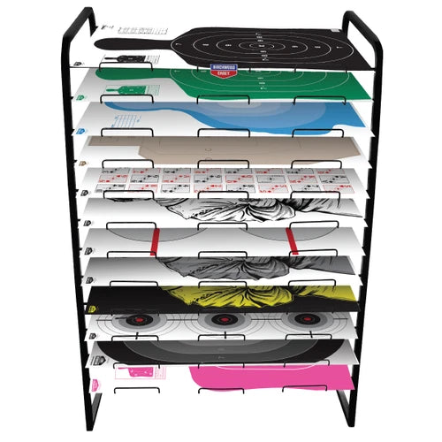 EMPTY 12SHELF TARGET DISPLAY RACK FOR 23IN X 35IN TARGETS