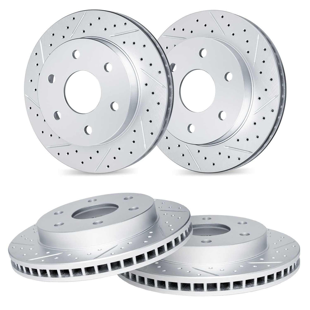 R1 00-08 Cadillac Escalade Front & Rear Drilled & Slotted Carbon Coated Brake Rotor Set