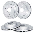 R1 00-08 Cadillac Escalade Front & Rear Drilled & Slotted Carbon Coated Brake Rotor Set