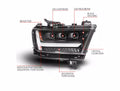 ANZO 19-24 RAM 1500 (New Body/OE Halogen) Full LED Proj Headlights DRL/SeqSig Black - Pass. Side