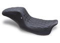 Mustang 08-24 HD FL Touring Double Diamond Squareback 1PC Seat - Black w/ Grey Stitching