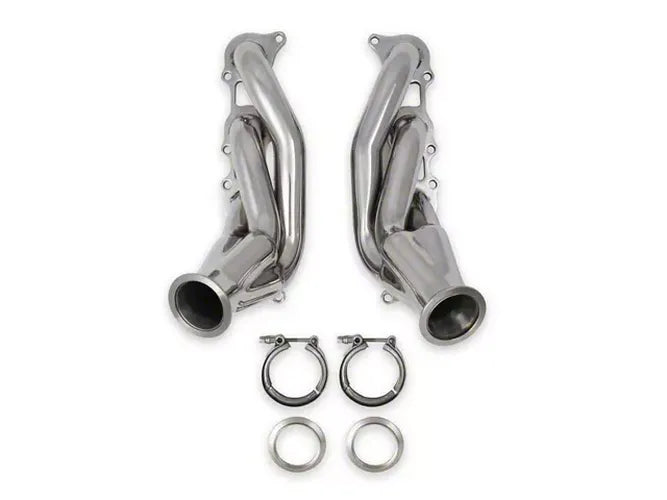 Universal Coyote Turbo Headers Polished 304 Stainless Steel 2011-Present Ford Coyote 5.0L (Forward And Down Facing) Primary Tube Diameter 1-5/8 Inch Collector Diameter 2.5 Inch FlowTech