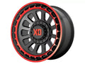 OMEGA 20x10 6x135.00/6x139.70 SATIN BLACK MACHINED LIP W/RED TINT (18 mm)