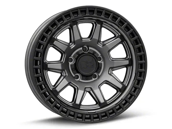CALICO 17X8.5 5X5.0 10MM MATTE GUNMETAL W/ MATTE BLACK LIP