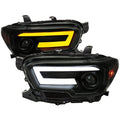 PROJECTOR HEADLIGHTS WITH SEQUENTIAL TURN SIGNAL BLACK HOUSING AND SMOKED LENS AND AMBER REFLECTORS