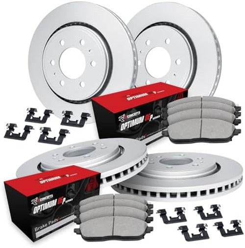 R1 Concepts Brake Rotors - Carbon Coated w/ Optimum Oe Pads Hdw