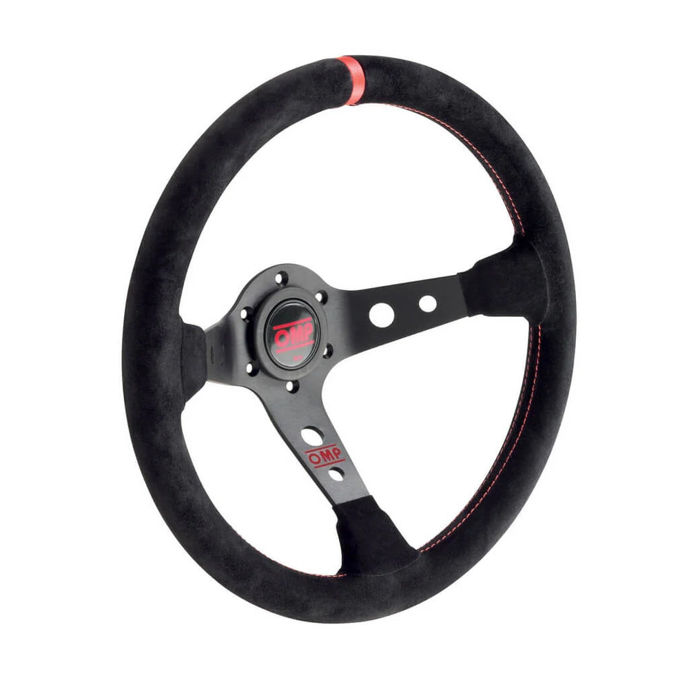 OMP Corsica Steering Wheel - Black Suede/Black Anodized Spokes