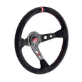 OMP Corsica Steering Wheel - Black Suede/Black Anodized Spokes