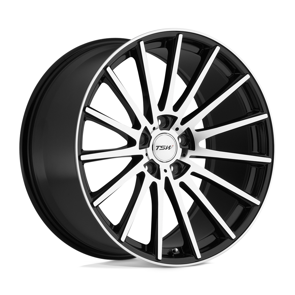 ~(36 lbs. 22X22X12)~ TSW CHICANE 20x10.0 5/112 ET40 CB72.1 GLOSS BLACK W/MIRROR CUT FACE