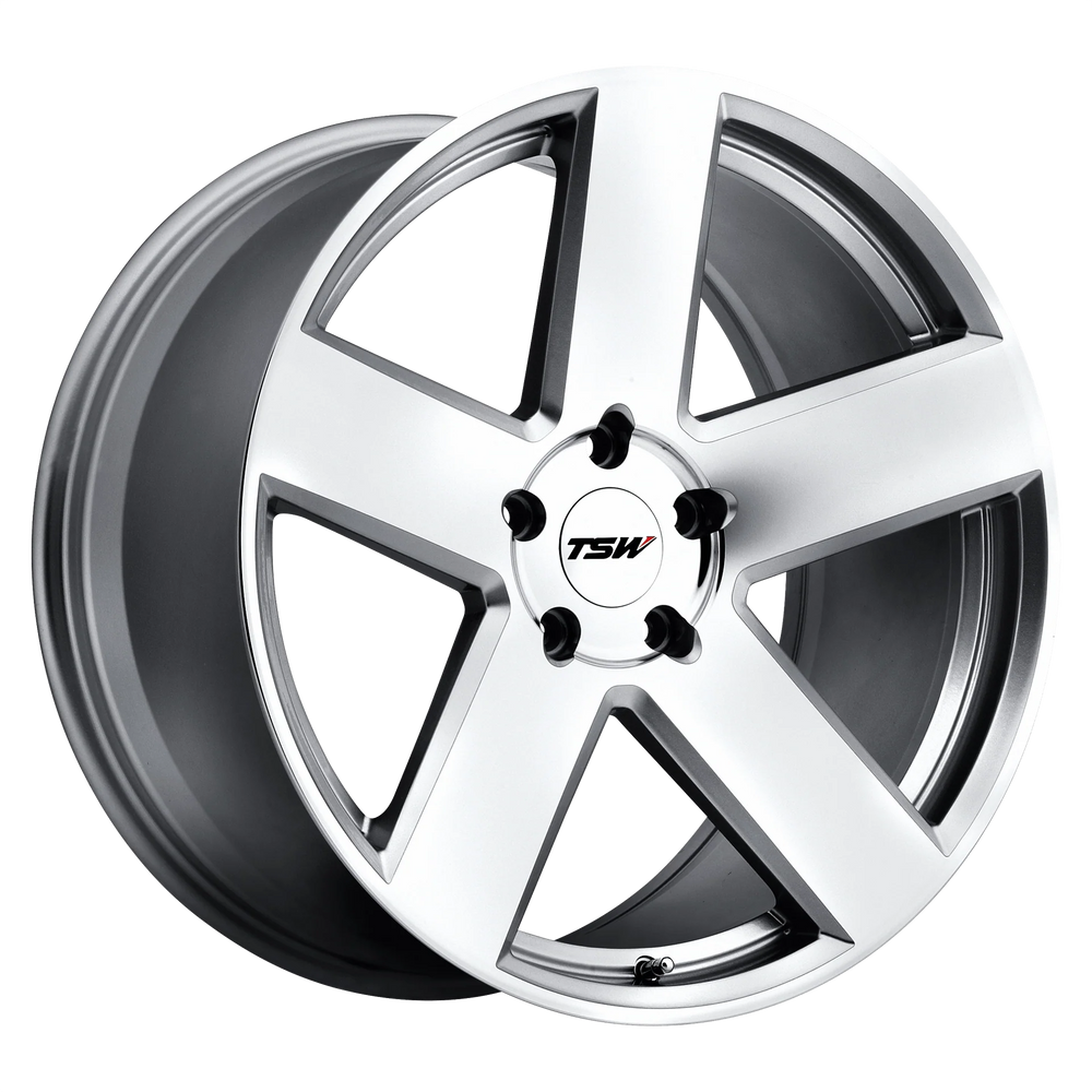 ~(38 lbs. 22X22X12)~ TSW BRISTOL 20x10.0 5/114.3 ET25 CB76.1 SILVER W/MIRROR CUT FACE