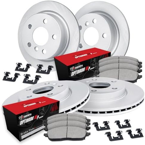 R1 Concepts Brake Rotors - Carbon Coated w/ Optimum Oe Pads Hdw Fits Audi A4