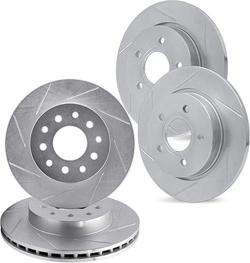 R1 Concepts Brake Rotor- Slotted - Silver Fits Audi A4