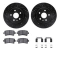 R1 10-20 Buick Regal Rear Drilled & Slotted Black Brake Rotor Set w/Optimum OE Pads and Hardware